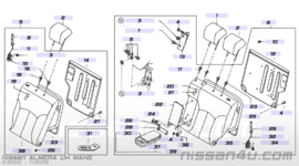 Hoofdsteun achterbank Nissan Almera N16 86430-BN310