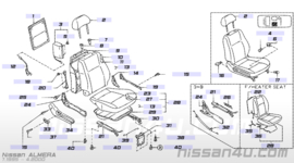 Cover-seat slide Nissan Almera N15 87508-1M300 Used part.