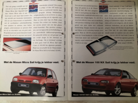 Reclamefolder Nissan Sail-modellen ''De rijk opgetuigde Sail-modellen liggen nu afgemeerd bij de Nissan dealer'' 20250318
