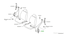 Belt assy-tongue, pretensioner front left-hand Nissan Primera P12 86885-AV710 (86884-AV710) Used part.