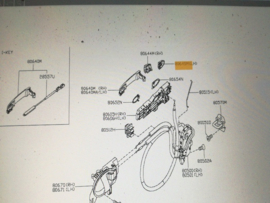 Deurgreepdeel buitenzijde rechtsvoor Nissan 80644-1HB0A E12/F15/K13