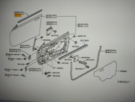 Portierraamgeleider linksvoor Nissan Micra CK12 80821-BC000 Origineel.
