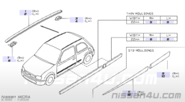 Sierstrip carrosserie achter Nissan Micra K11 78872-1F500