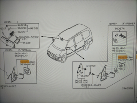 Buitenspiegelglas rechts Nissan Serena C23 96365-9C000 Origineel.