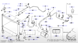 Aircoslang Nissan Almera N16. Lagedruk. QG15DE / QG18DE. 92480-BM411