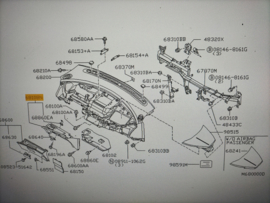 Panel-instrument lower, assist Nissan Almera Tino V10 68108-BU700 Used part.