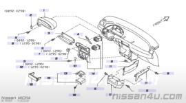 Afschermkap kilometerteller/cockpit Nissan Micra K11 68240-5F710