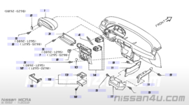 Middenpaneel dashboard Nissan Micra K11 68260-5F200 (zonder ventilatieroosters)