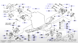 Zijrubber motorsteun Nissan 11215-54E00 Gebruikt.