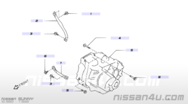 Transaxle manual GA14DE Nissan Sunny N14 32010-71C06 (RS5F30A) +  25010-86Y00 Used part. (20240805)