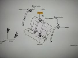 Achterbankrugleuning rechts met veiligheidsgordel Nissan Micra K14 88600-5FB0A + 88842-5FA0A Gebruikt.