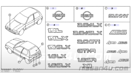 Embleem 1.4LX Nissan Sunny N14 90898-63C01 Gebruikt.