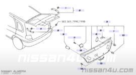 Afdekkap achterklep Nissan Almera N15 rechts 90915-0N000 Gebruikt.