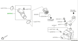 Flexibele luchtaanvoerslang Nissan Primera P11/ WP11 16578-7J510 Original.
