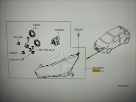 Koplamp links Nissan Micra K14 26060-5FA0A Gebruikt, lichte schade.