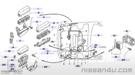 Afdekkap relaiskast Nissan 100NX B13 24382-73Y00 (onleesbaar) Gebruikt.