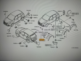 Spatbordverbreder rechtsvoor Nissan Qashqai J11 63810-4EA0B Nieuw.
