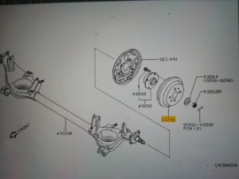 Drum-brake, rear Nissan Micra K11 43206-5F014 (43206-5F013) Used part.