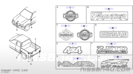 Embleem 4X4 Nissan King Cab D22 78896-2S600 Origineel.