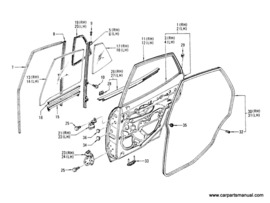 Sash assy-rear door partition, right-hand Datsun Bluebird 810 82230-U7400 Original.