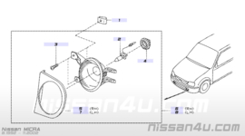 Mistlamp rechtsvoor Nissan Micra K11 B6150-6F600 Gebruikt.