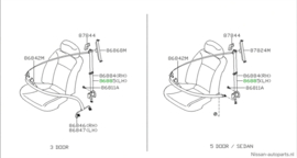 Belt assy-tongue, pretensioner front left-hand Nissan Almera N16 86885-BM880 Original.