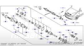 Aandrijfas rechts K9K Nissan Almera N16 39100-BN711