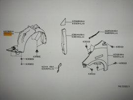 Protector-front fender, left-hand Nissan Micra K14 63841-5FB0A Used part, little damage.