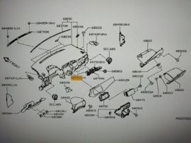 Kachelventilatierooster midden-links Nissan Micra K14 68751-5FA2A Gebruikt.