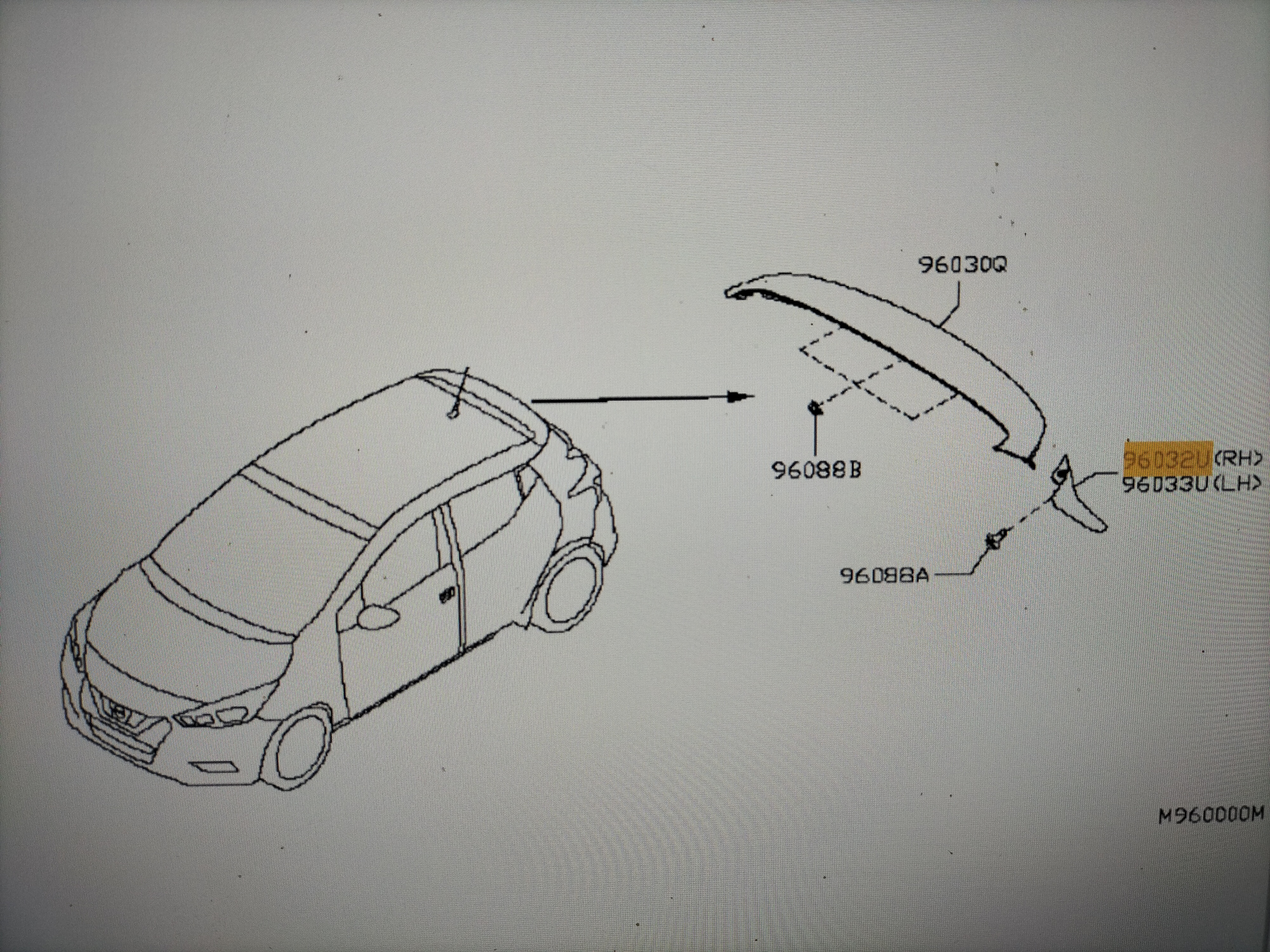 Hoekstuk spoiler rechts Nissan Micra K14 96032-5FA1A Gebruikt.