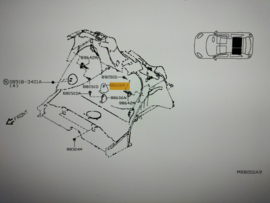 Afdekkap draaipunt scharnier achterbank Nissan Micra K14 886A6-5FB0A Gebruikt.