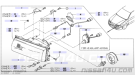 Koplamp rechts Nissan Primera P10 B6010-70J19 Origineel.