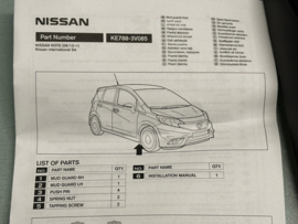 Spatlappen set voor Nissan Note E12 KE788-3V085 Origineel.