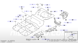 Hitteschild onderstel Nissan Almera N15 74762-0M000