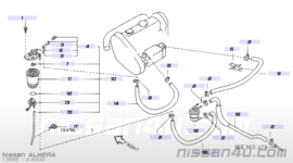 Brandstofslangset Nissan Almera N15 CD20 16440-2N100 + 16445-2N100