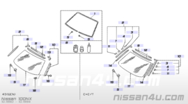 Moulding-windshield side, left-hand Nissan 100NX B13 72761-61Y10 Used part