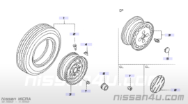 Wheel disc 155/70R13 5JX13 4X100 Nexen NBlue Hd Plus 40300-24B00 Nissan Micra K10 (20250322) Used part.