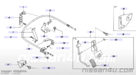 Montagesteun gaskabel Nissan Primera P11/ WP11 18221-2F200 + 18225-89907