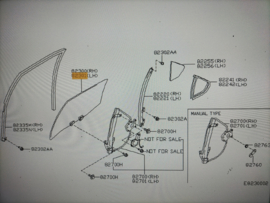 Portierruit linksachter Nissan Primera P11/ WP11 82301-2F000 Origineel.