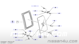 Pakking zijraam Nissan 76828-M0200 160/ 720/ 910/ B11/ E23/ M10/ S130/ U11 Origineel.