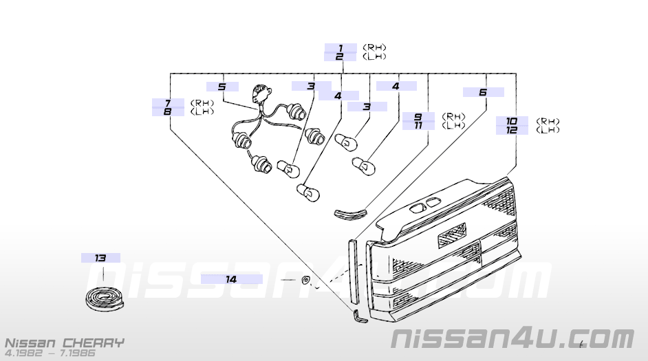 Body combination lamp, right-hand Nissan 26554-08M60 Original.