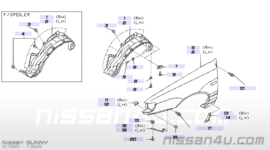 Afdekkap achter voorwiel links Nissan Sunny N14 63839-50C00