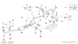 Voordemper GA14S Nissan Sunny N13 20010-87A61 Origineel.