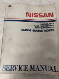 Service manual '' Model B12 and N13 series Supplement III CA16DE engine model '' Nissan Sunny B12 / Nissan Sunny N13 '' SM8E-N3BSG0 Gebruikt.