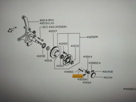 Montagebout wielnaaf vooras Nissan Cabstar F24 01131-1201M Origineel.
