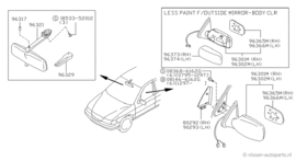 Afdekkap binnenzijde buitenspiegel rechts Nissan Almera N15 80292-0N000 Gebruikt. Lichte schade.