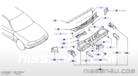 Afdekplaat luchtinlaat Nissan Sunny N14 66852-63C00 Gebruikt.