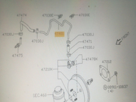 Leiding hoofdremcilinder Nissan Micra K11 47401-5F700 Gebruikt.