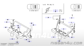 Afdekkap rechts veiligheidsgordel achterbank Nissan Terrano2 R20 76972-7F602 (76972-0F000)