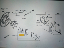 Pad kit-disc brake, rear Nissan D4060-4CA0C J11/T32 Original.